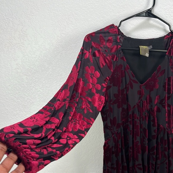 Taylor‎ Women’s Elegant Floral Black Purple Dress Long Sleeve Whimsigoth Witchy - Picture 6 of 9
